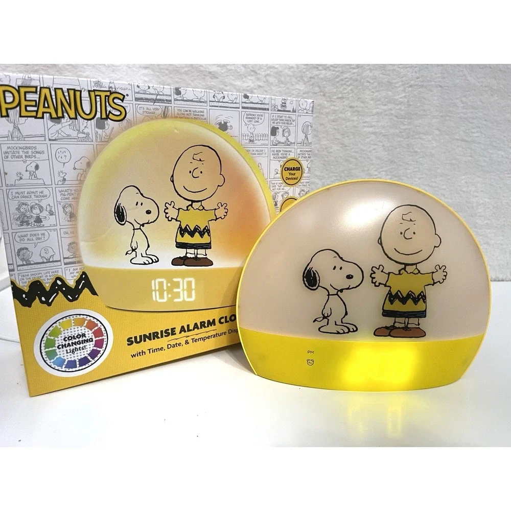 Peanuts Charlie Brown and Snoopy Yellow Sunrise Alarm Clock